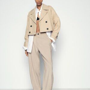 Zara Cropped Trench Coat in Beige